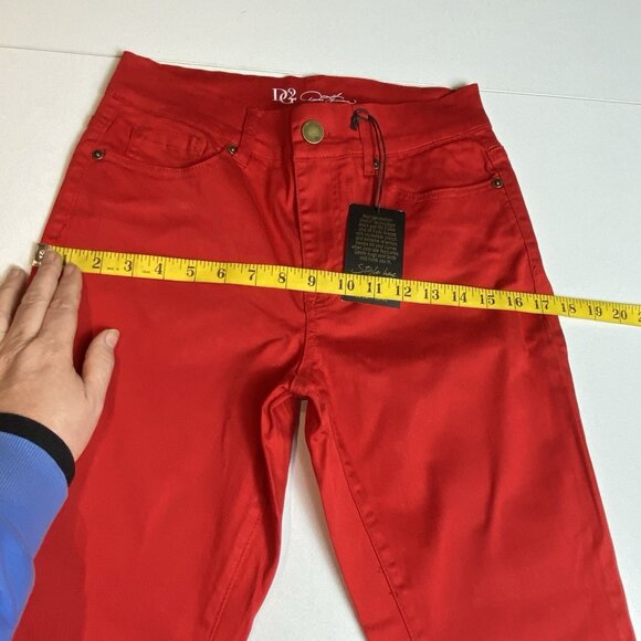 DG2 Diane Gilman Womens Infinity Stretch Tri-Fit Jean Red Sz 8-10-12 Holiday NWT - Picture 5 of 7